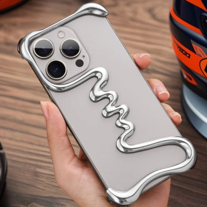 Buy Center Hot Pick-Alien Metal Frameless Skeleton Half Package Hollow Ultra-thin Heat Dissipation Anti Drop Phone Protective Case Silver