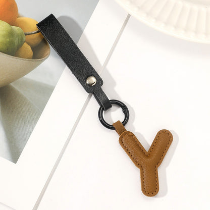 Newly Arrived at Buy Center: Fashion All-Match 26 Full Letter Leather Key Chain Pendant Style Y