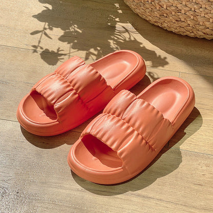 Women Home Shoes Bathroom Slippers Soft Sole Slides Summer Beach Shoes Danxia orange