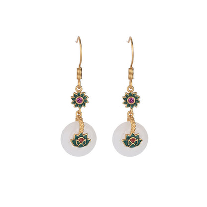 Boucles d'oreilles de style chinois Boucle de paix Lotus