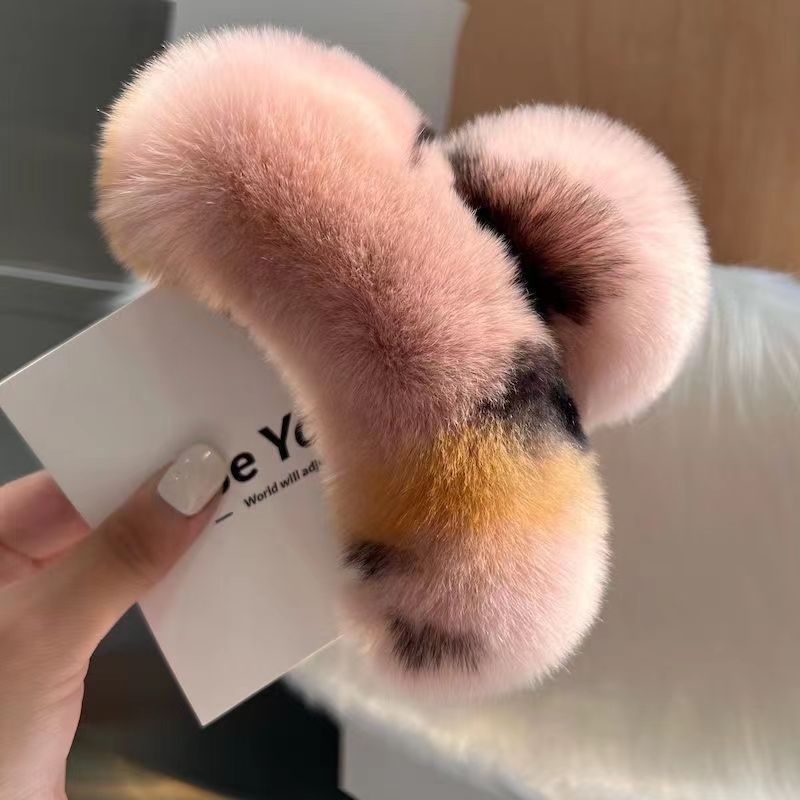 Véritables poils de lapin Rex, nouvelle jolie coiffe en peluche, griffe pour cheveux