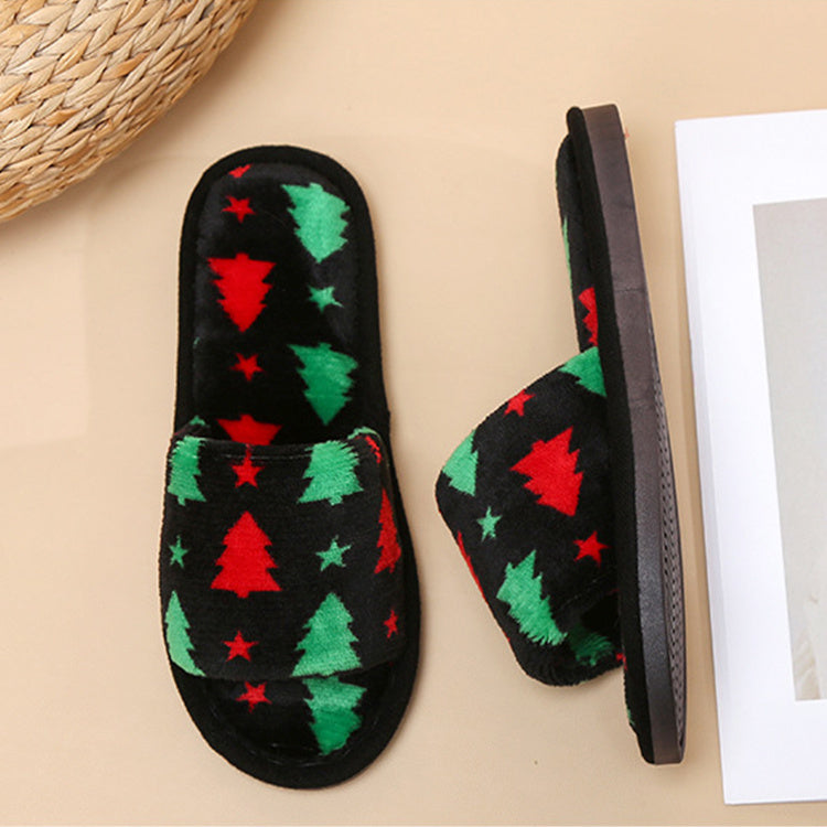 Christmas Tree Home Slippers Fashion Floor Bedroom Open-toe Plush Slippers For Women Fuzzy House Shoes Buy Center