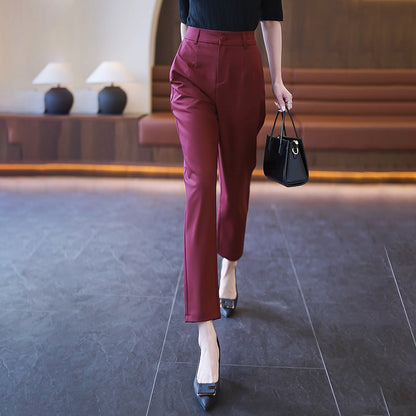 Casual High Waist Straight Suit Pants Pitaya