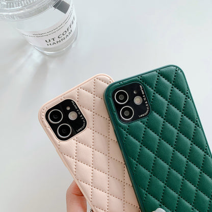 New at Buy Center: Solid Color Diamond Plaid Lambskin Phone Case