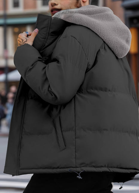 Chaqueta de esquí gruesa y resistente al viento para hombre Chaqueta acolchada de algodón de 2 piezas falsa para hombre