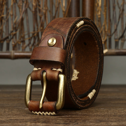 Newly Released at Buy Center: Handmade Retro First Layer Cow Leather Belt