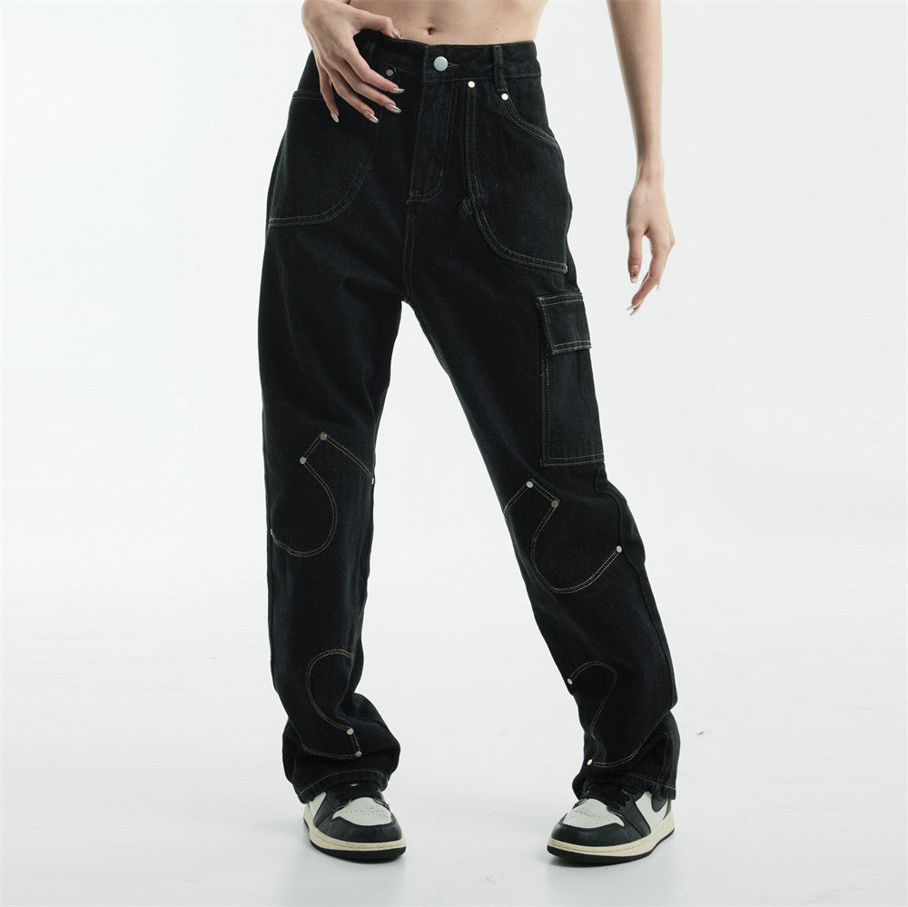 Newly Released at Buy Center: Irregular Stitching Denim Trousers For Men