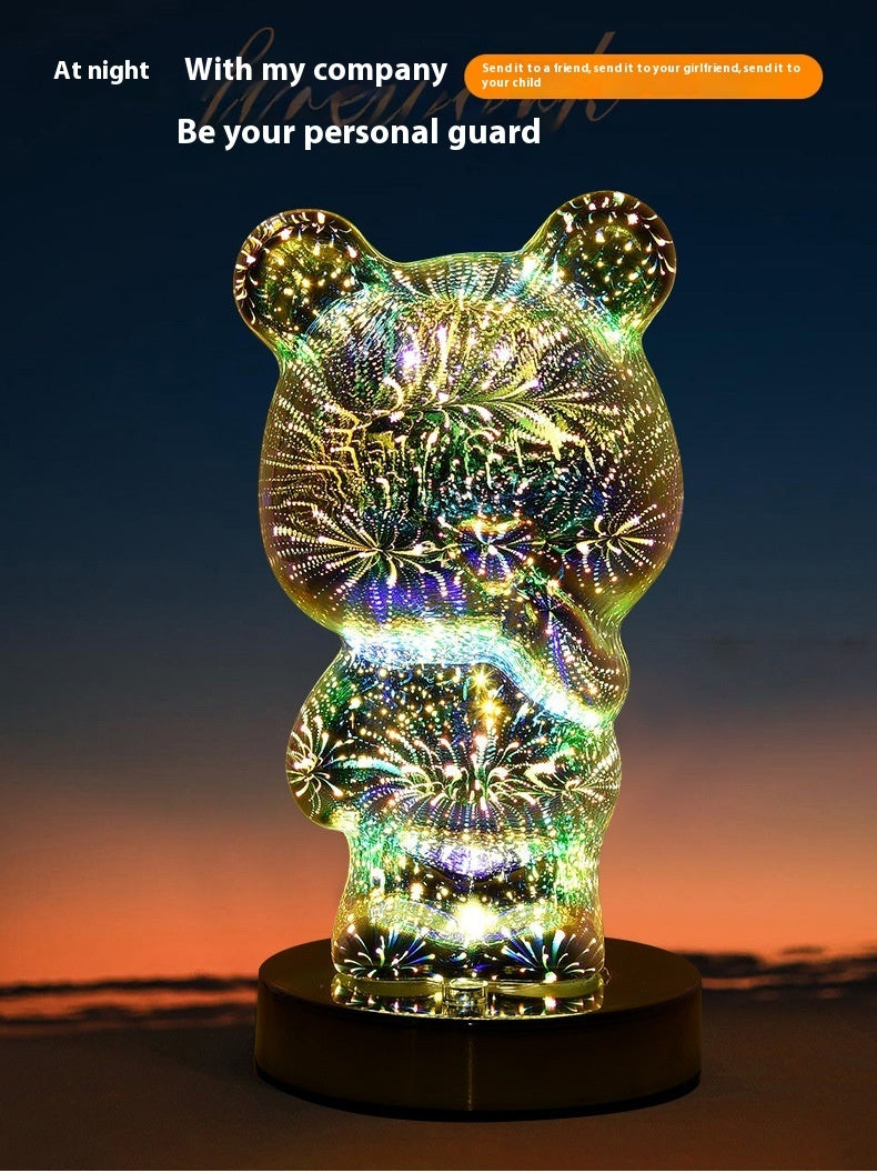 Fresh Arrivals at Buy Center: 3D Glass Multicolor Fireworks Finger Bear USB Dream Atmosphere Bedside Lamp