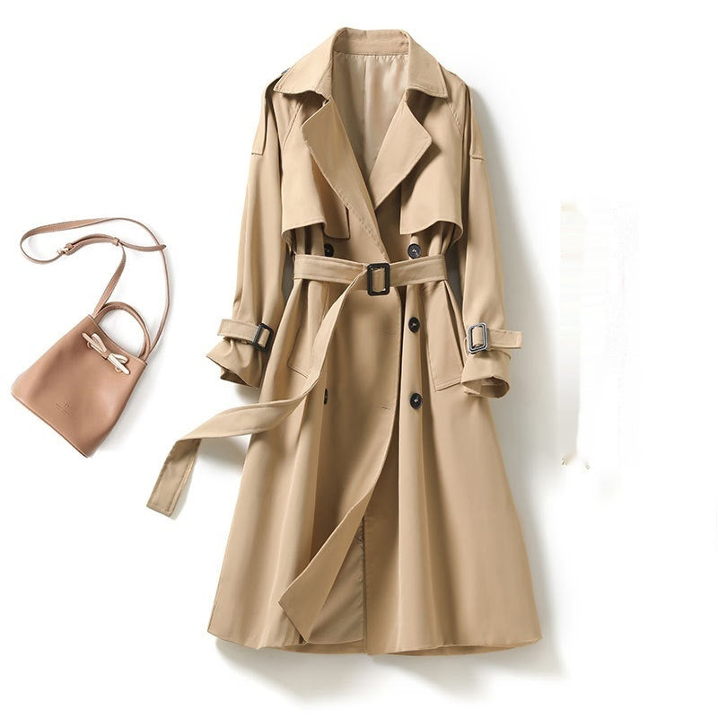 Women's Mid-length Trench Coat Lady Temperamental Overcoat Buy Center