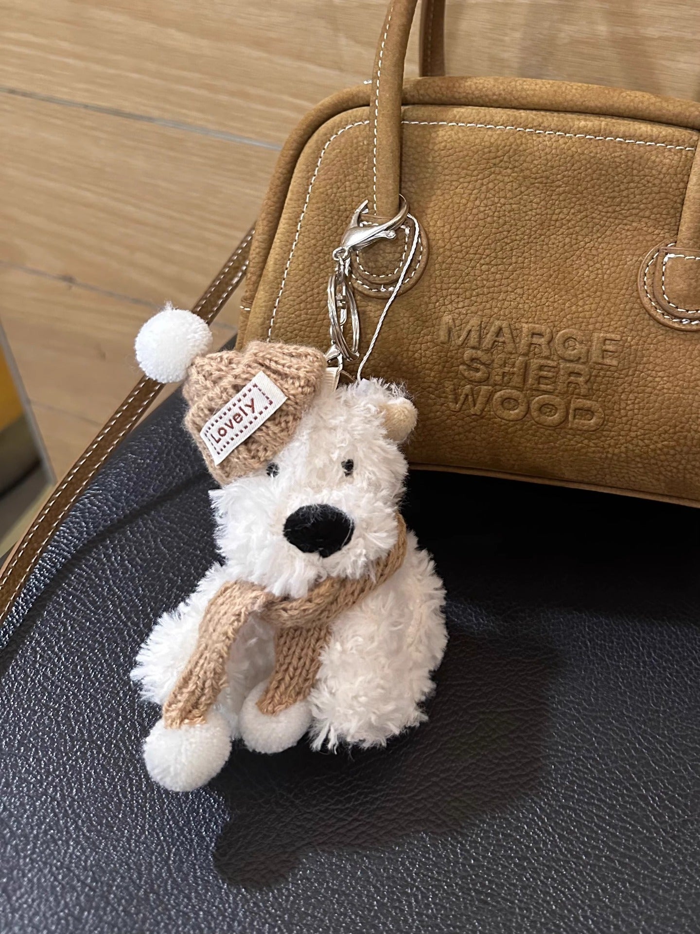 Porte-clés en peluche mignon West Highland avec pendentif en forme de chiot de dessin animé