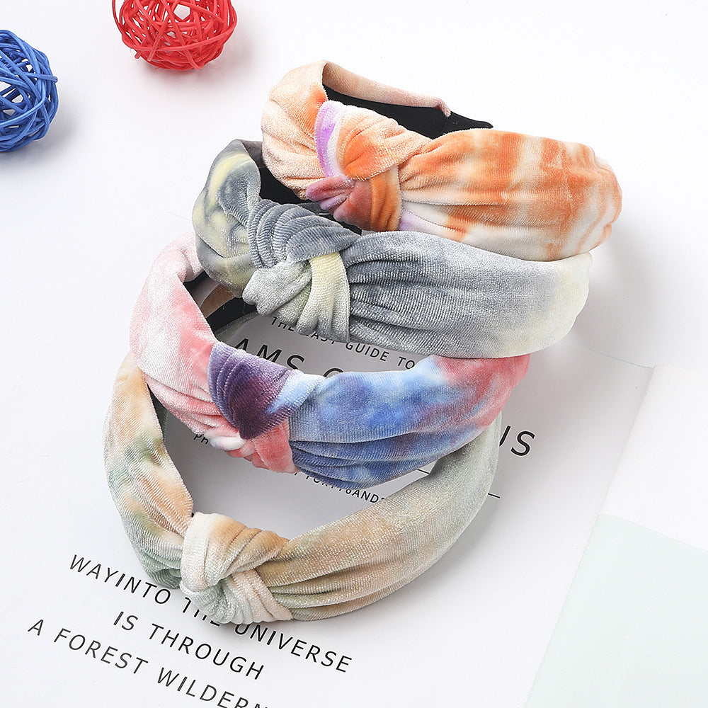 Buy Center Trend-Fabric Headband Tie-dyed Velvet Knotted Headband Thickened