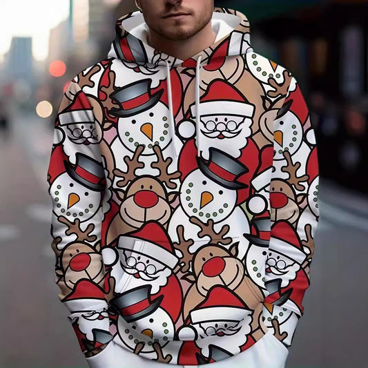 Trendy Christmas Snowman Elk 3D Printed Hoodie | Men's Clothing5 | Buy Center