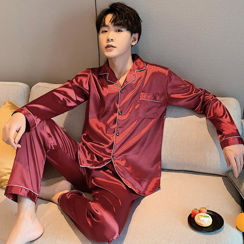 Hot New Arrivals at Buy Center: Men's Fashion Large Size Silk Pajamas Suit 103Style