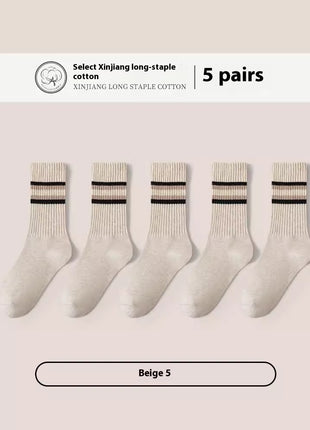 Chaussettes mi-mollet en coton pour hommes, désossées, en pur coton, respirantes, de sport, grande taille