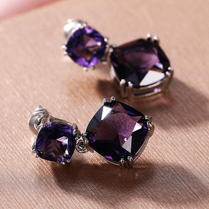 Boucles d'oreilles élégantes et mystérieuses en zircon violet carré