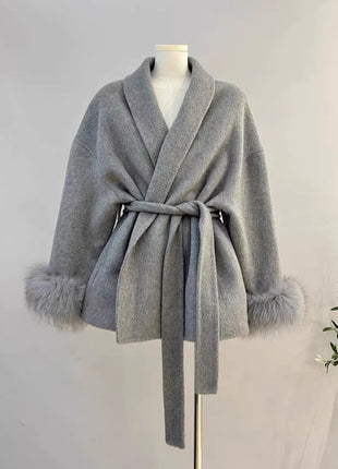 Fox Fur Double-sided Temperament Wool Overcoat