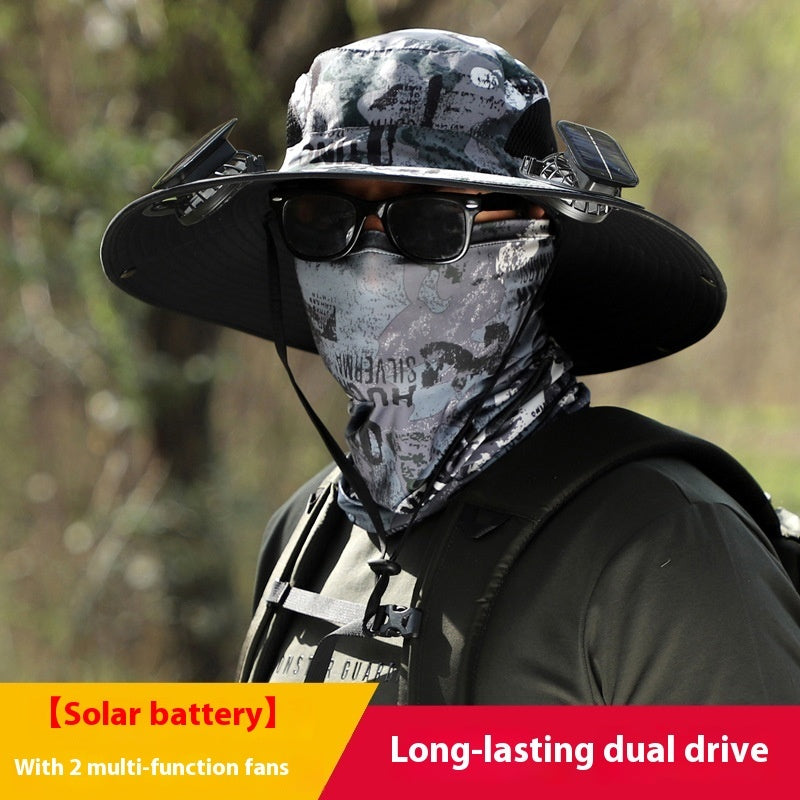 Newly Released at Buy Center: Removable Solar Energy Recharge Fan Embedded Big Brim Hat S1 Adjustable