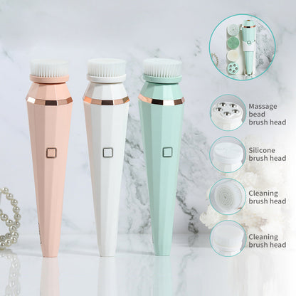 Fresh Arrivals at Buy Center: 4 In 1 USB Rechargeable Electric Facial Cleansing Brush Soft Skin Care Portable Massager Face Brush Deep Cleaning Device