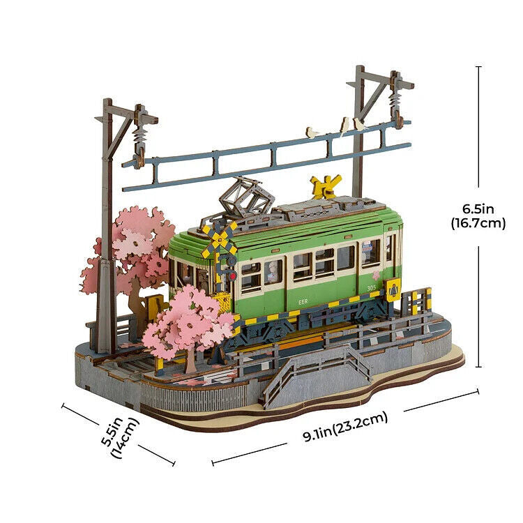 Newly Released at Buy Center: Rolife Sakura Journey Tram Car 3D Wooden Puzzle Model Toys Decor Xmas Gift