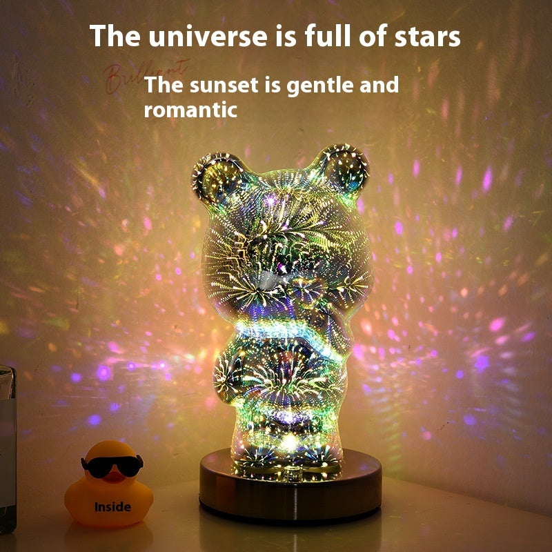 Fresh Arrivals at Buy Center: 3D Glass Multicolor Fireworks Finger Bear USB Dream Atmosphere Bedside Lamp