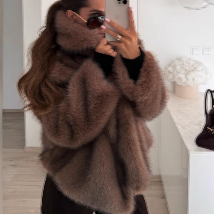 Solid Color Plush Coat Fur Women's Clothing Buy Center