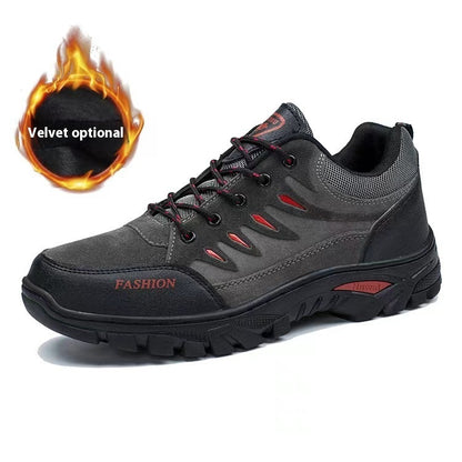 New Men's Shoes Hiking Shoes Korean Fashion Casual Sneaker Outdoor Hiking Grey With velvet