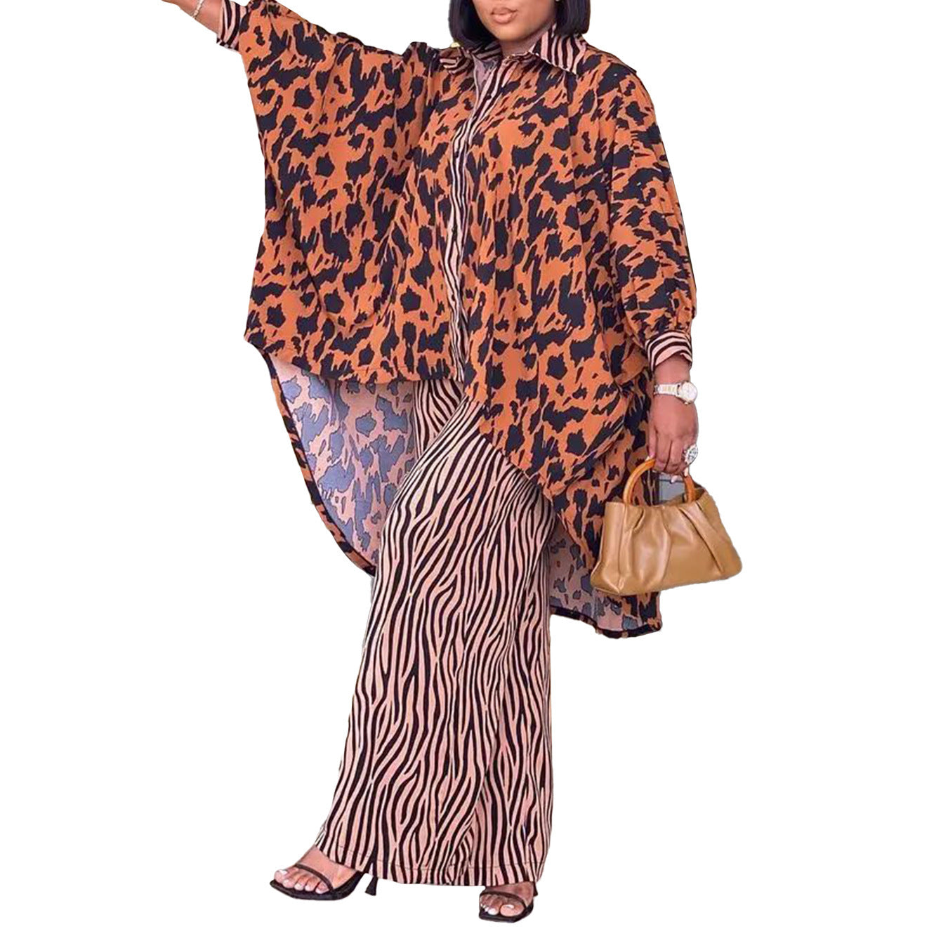 Buy Center Top Rated-Printed Style Shirt Wide Leg Pants Two-piece Set African Suit