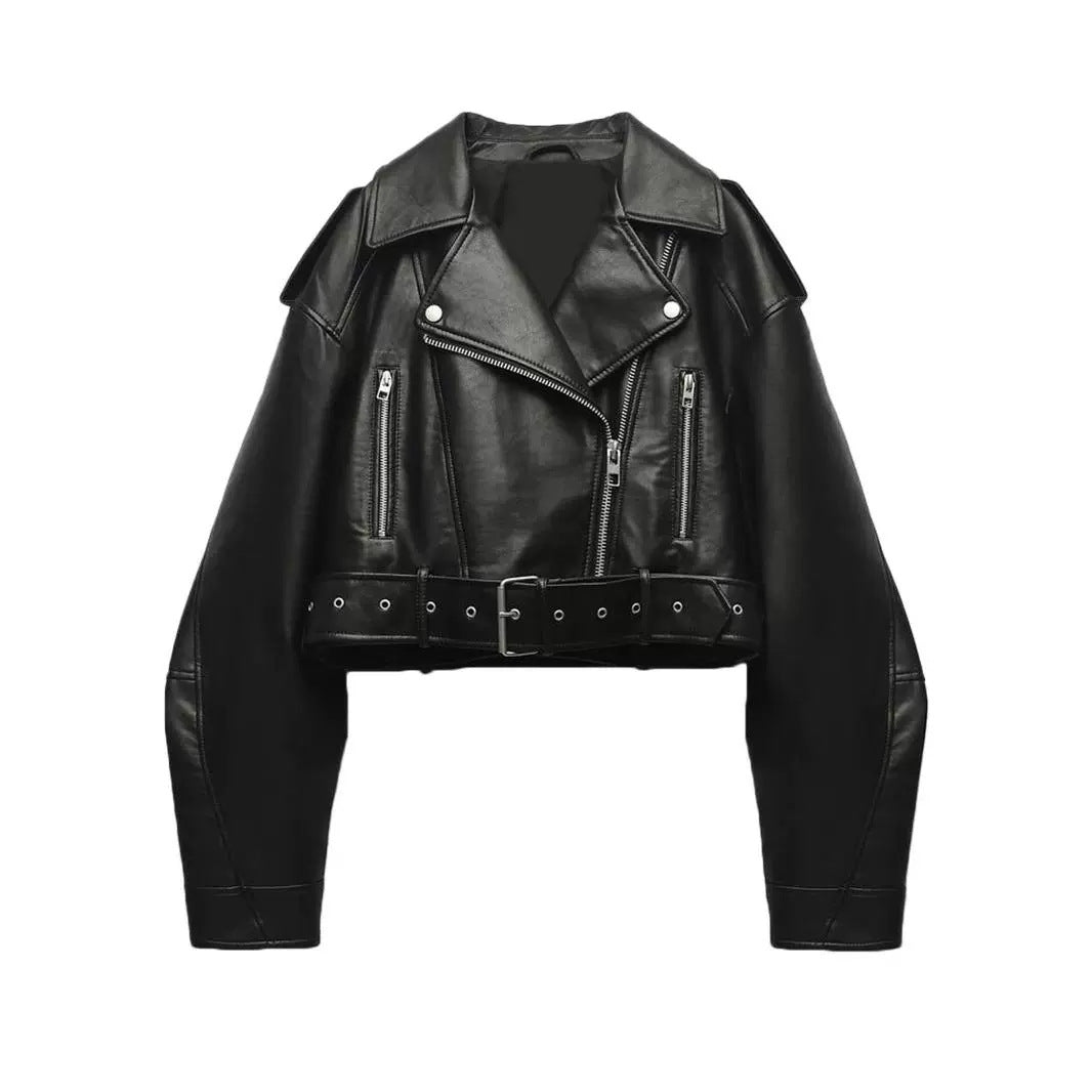 Fashionable Washed Faux Leather Motorcycle PU Zipper Jacket Buy Center