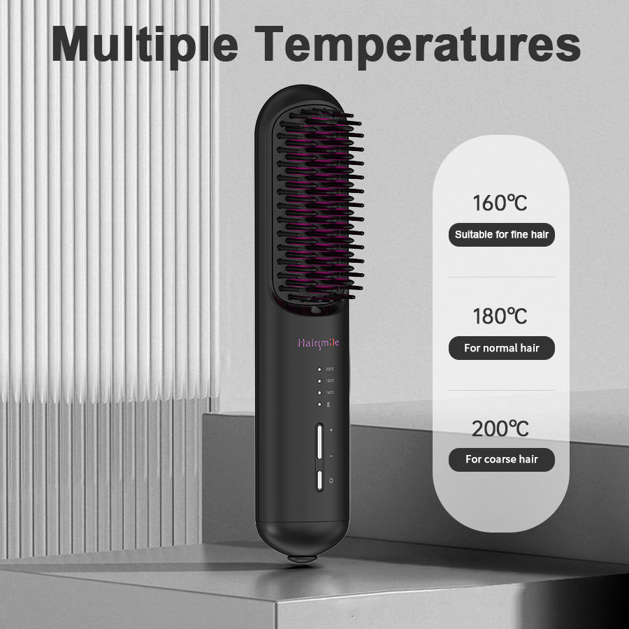 Mini cepillo alisador de pelo inalámbrico 2 en 1 para hombre y mujer, recargable por USB, portátil, inalámbrico