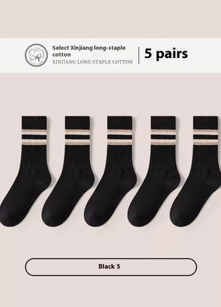 Chaussettes mi-mollet en coton pour hommes, désossées, en pur coton, respirantes, de sport, grande taille