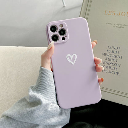 Fresh Arrivals at Buy Center: Simple Love Fine Hole Soft Shell Straight Edge Phone Case Grass Purple Love Heart