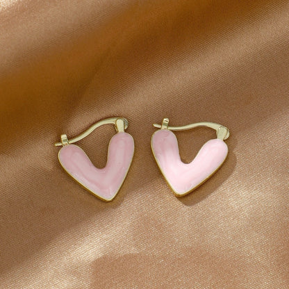 Buy Center Prestige-French Style Minimalist Heart-shaped Drop Glazed Earrings With Women's High-end Feel, Light Luxury, Niche Earrings, New Popular Peach Heart Earrings Pink