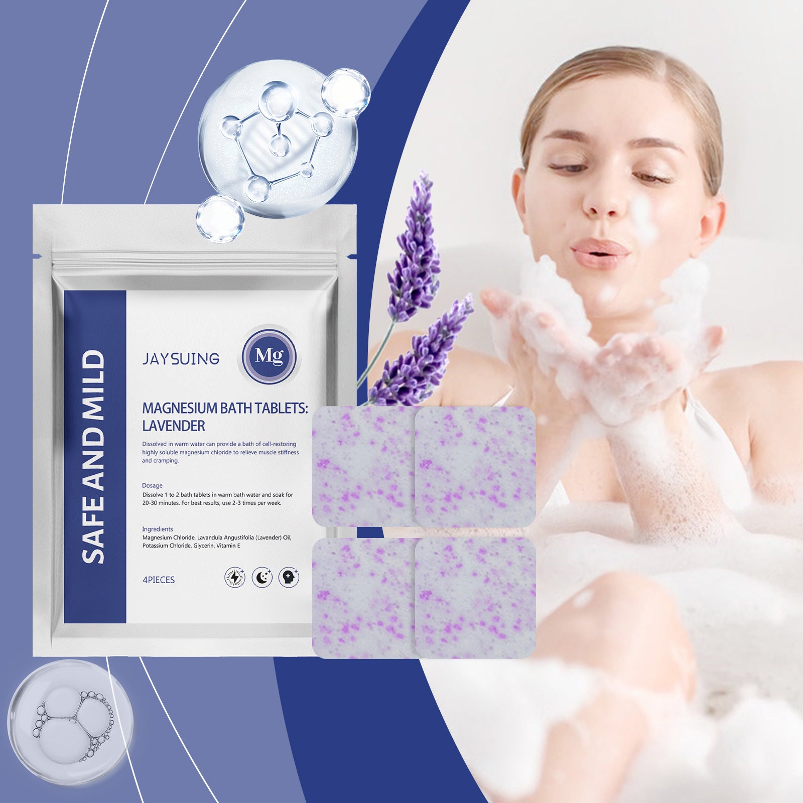 Buy Center Hot Pick-Lavender Magnesium Bath Sheet Nourishing Moisturizing Cleaning