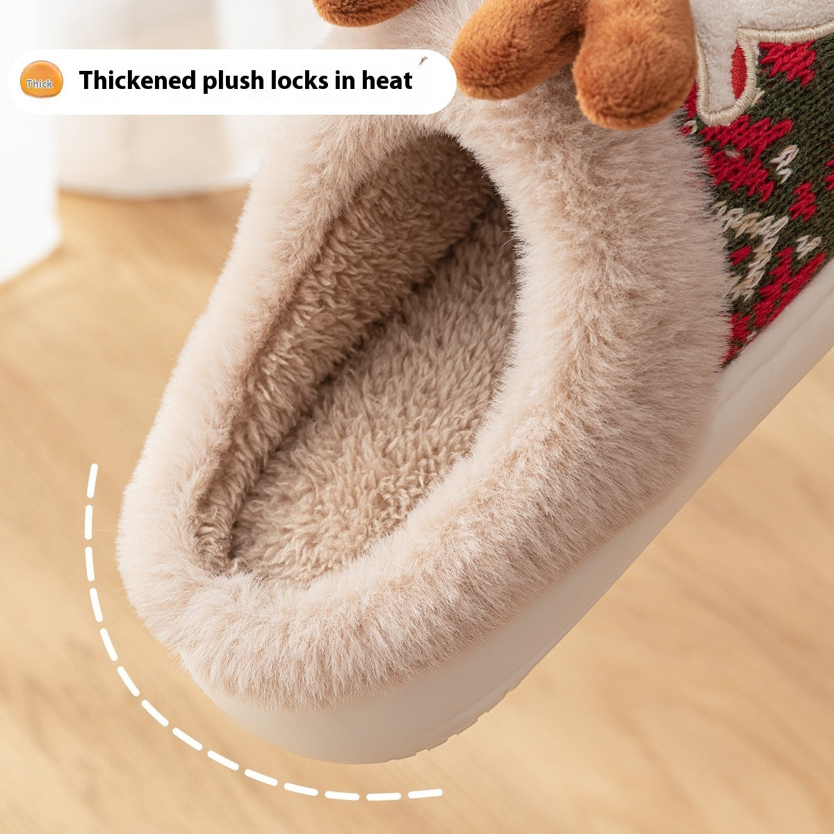 Cute Christmas Elk Plush Slippers Winter Ins Fashion Non-slip Floor Bedroom Home Slippers For Women Fuzzy House Shoes Buy Center