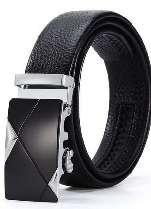 Ceinture d'affaires à boucle automatique en cuir pour homme