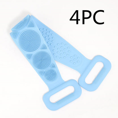 Hot New Items at Buy Center: Bath Towel Silicone Rubbing Back Towel 4PC Blue 70cm