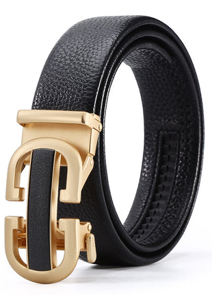 Ceinture d'affaires à boucle automatique en cuir pour homme