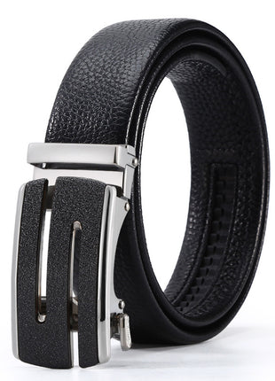 Ceinture d'affaires à boucle automatique en cuir pour homme