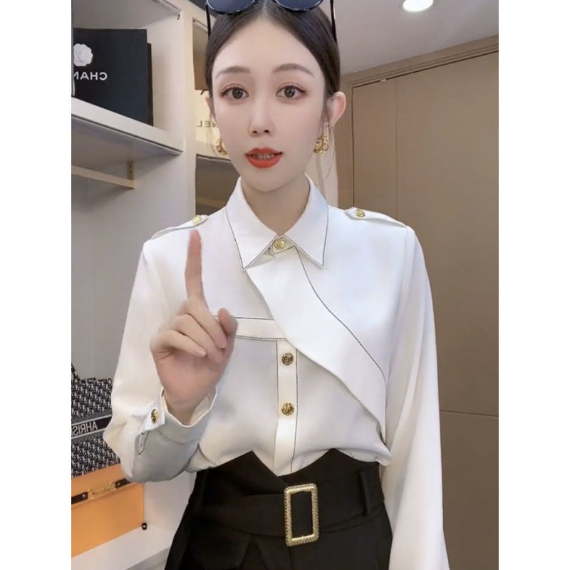 Clothes For Women Spring And Autumn This Year's Popular Shirt Outer Wear Irregular Design Special Interest Light Luxury Temperament Buy Center