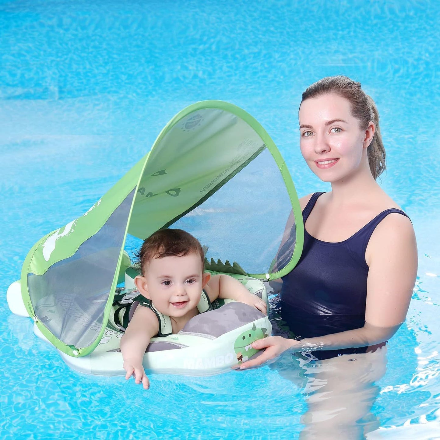 Fresh Arrivals at Buy Center: Baby Inflatable Model-free Baby Floating Swimming Ring With Sun Shade Dinosaur Baby Floating Water