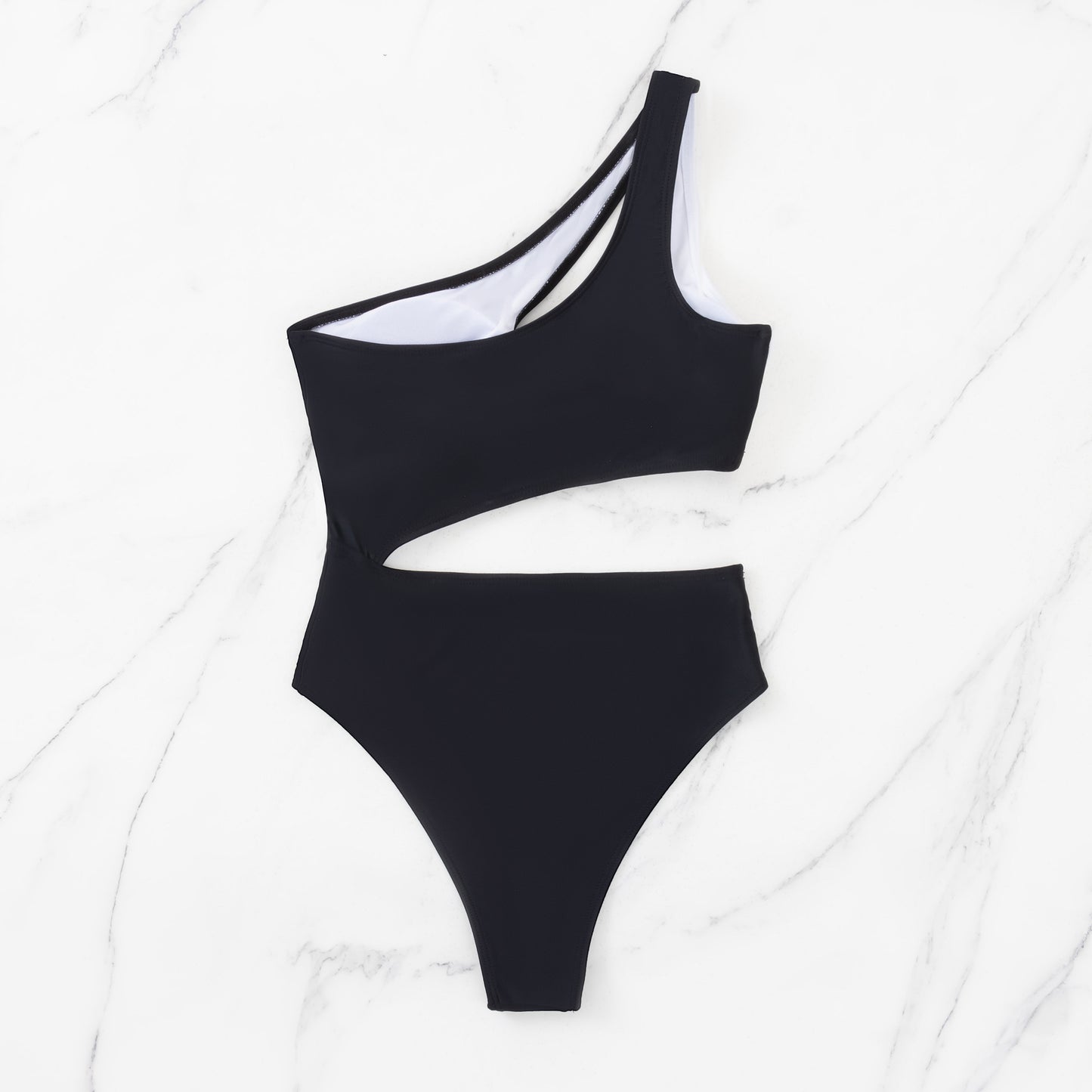 Newly Released at Buy Center: Black And White Stitching Contrast Color Hollow Swimsuit