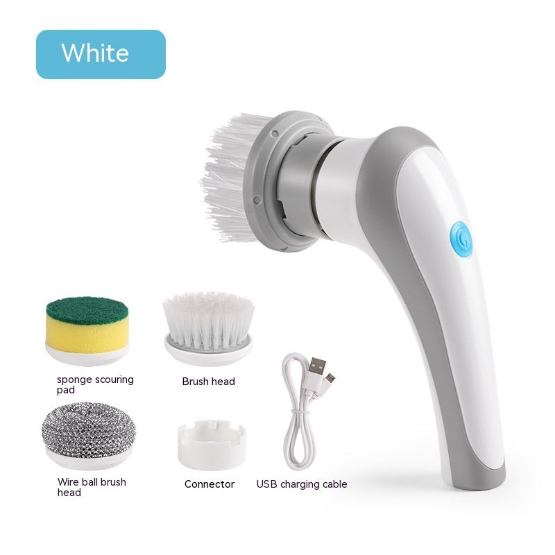 Electric Cleaning Brush 4 In 1 Spinning Scrubber Handheld Electric Cordless Cleaning Brush Portable White