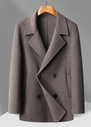 Handmade Double-faced Woolen Goods Wool Overcoat Short Double Breasted Coat