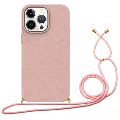 Just Arrived at Buy Center: Protective Cover Wheat Straw Lanyard Phone Case Soft Pink Lanyard