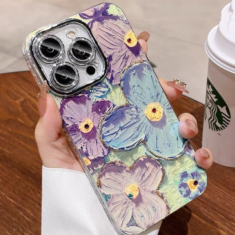 Buy Center Exclusive Offer-Blue Light Oil Painting Flower Phone Case Blue Light Oil Painting Blue