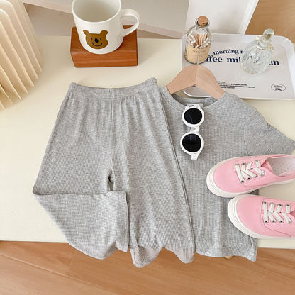 Hot New Items at Buy Center: Spring And Summer Wide-leg Pants Korean Style Fried Street Girl Thin Type Casual Sports Trousers Gray