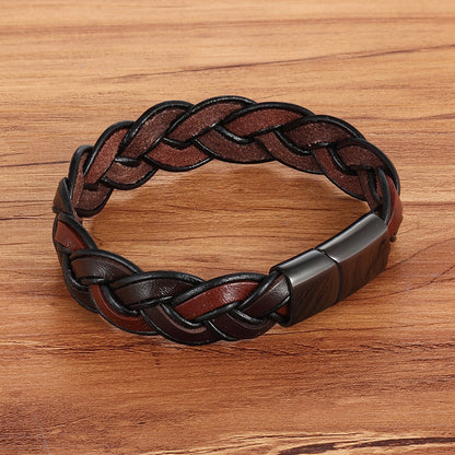 Buy Center Handpicked- Men's Fashion Stainless Steel Leather Bracelet