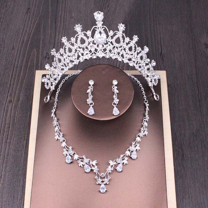 Ensemble de collier couronne en strass pour mariée, accessoires de mariage