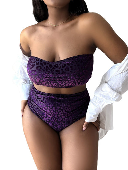 Just Arrived at Buy Center: Plus Size Women's High Waist Split Bikini Swimsuit Color 2