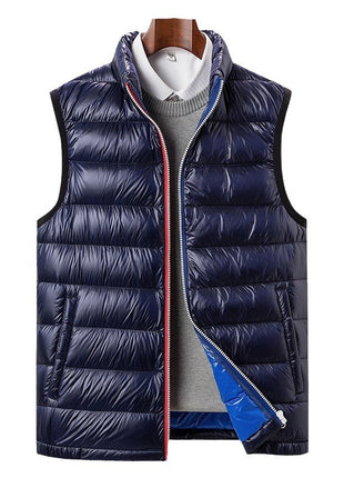 Gilet en duvet d'oie pour homme, chaud et assorti, épais et à la mode, col montant